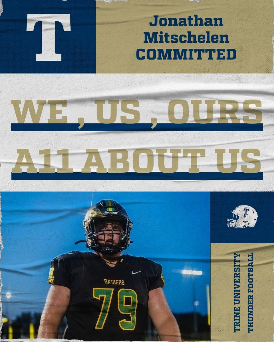 I am excited to announce my commitment to play football at Trine University. I would like to say thank you to my friends, my family, and my coaches for getting me here.
<a href="/CoachAbbs/">Troy Abbs</a> <a href="/CoachEppley/">Chad Eppley</a> <a href="/NRCoachClark/">Nick Clark</a> <a href="/NRRaiderFB/">Northridge Raiders Football</a>