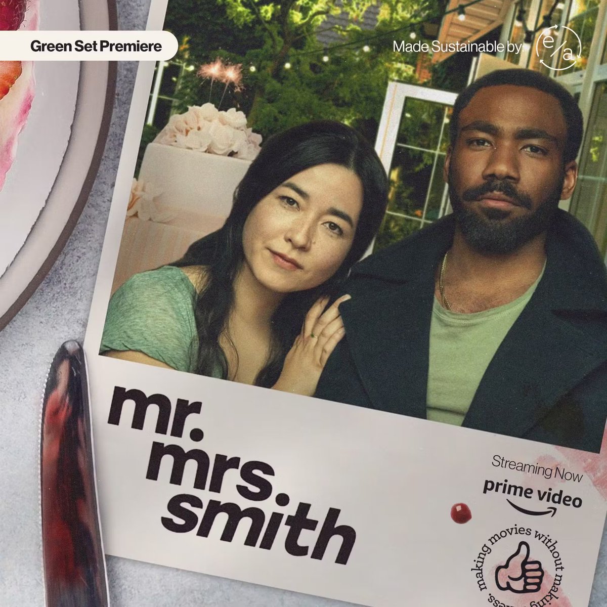 earthangelsets's tweet photo. Espionage and chill. Mr. &amp; Mrs. Smith, starring Donald Glover and Maya Erskine, is streaming now on @primevideo! #GreenSet

Filmed sustainably with Earth Angel 🎥🌎 https://t.co/98HEAWpEhO