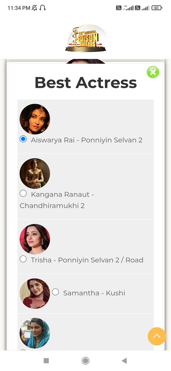 It' s only Aishwarya who deserves every south accolades for #PonninynSelvan 🙌 She was beautiful & powerful as #Nandhini.
Vote for her. 
#AishwaryaRai 
 
#EdisonAwards