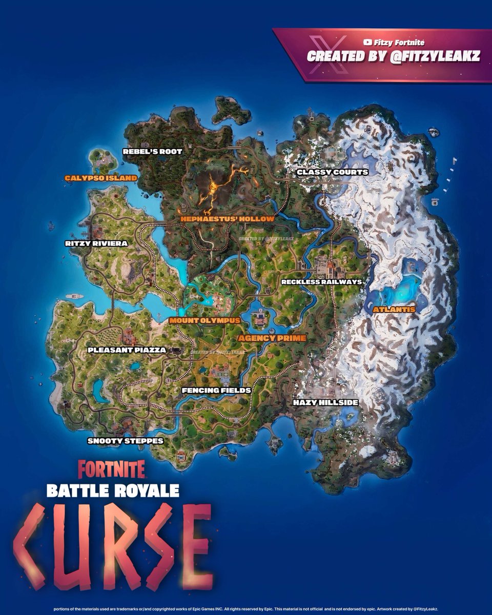 Fitzyy's tweet photo. Fortnite: CURSE🌋🌊⚡

The island has been cursed and the gods are unleashed, Most wanted spies has returned to to put the things in place.

[Check the thread for Loot Pool, Music Pack and more] https://t.co/Y2u8tCqFlJ