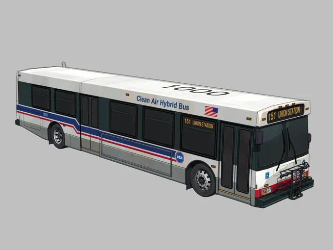 テクスチャゴリ押しローポリCTA(シカゴ交通局)バス 