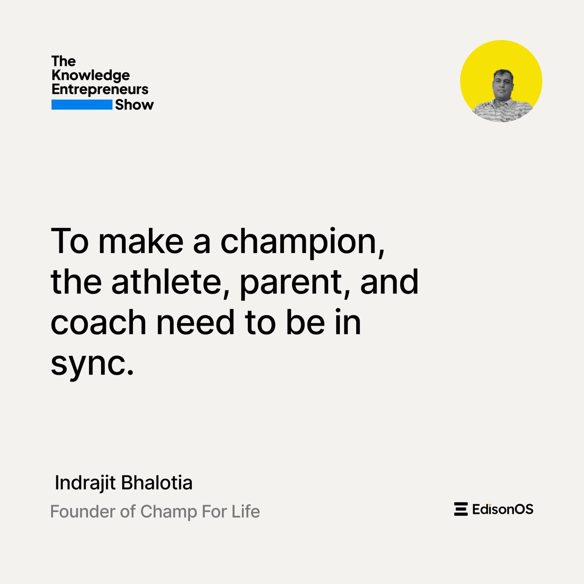 theedisonos's tweet photo. 🎓Indrajit Bhalotia shares how he uniquely nurtures young talent on the latest episode of #TKESPodcast.

🌟Discover a harmonized path to success where passion meets guidance! 
Full Episode : https://t.co/5zTkj1Tq1X

#ChampionMindset #EdTechInnovation #tkes #edisonos https://t.co/2ztSyBSki0