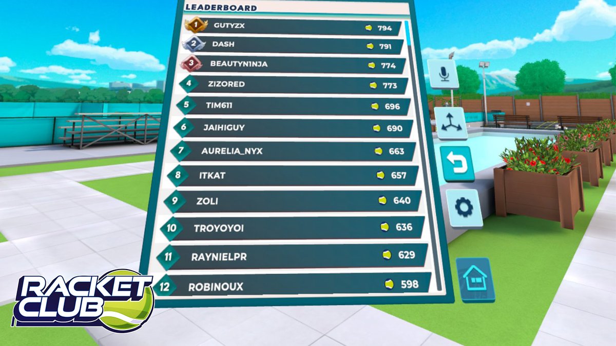 RacketClubGame's tweet photo. Curious about the rankings in #RacketClubVR? 

Head over to your menu and press on the leaderboard option to the right! 🏆 https://t.co/subLQVhIlF