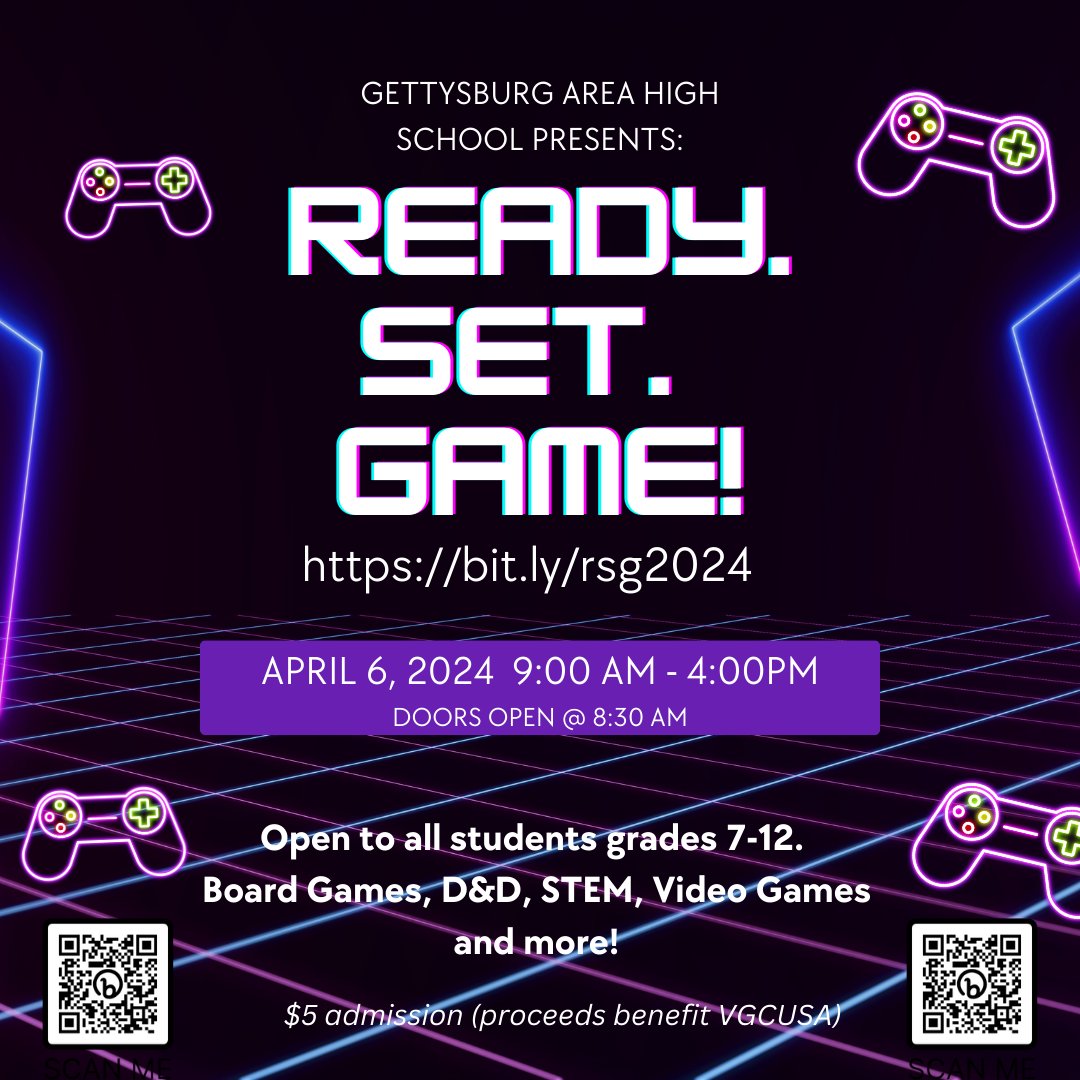 vgcusa's tweet photo. Where will you be April 6th? GAHS presents thier anual gaming convention! #rethinkgaming #nerdolympics #gettysburg #readysetgame https://t.co/DsMPG8hZfy