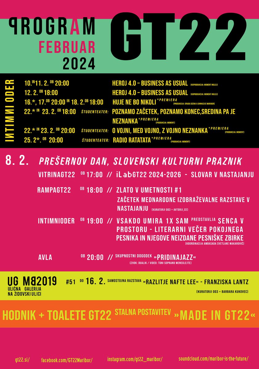 Februar. Svečan. Kulturno.
Vabimo.
gt22.si