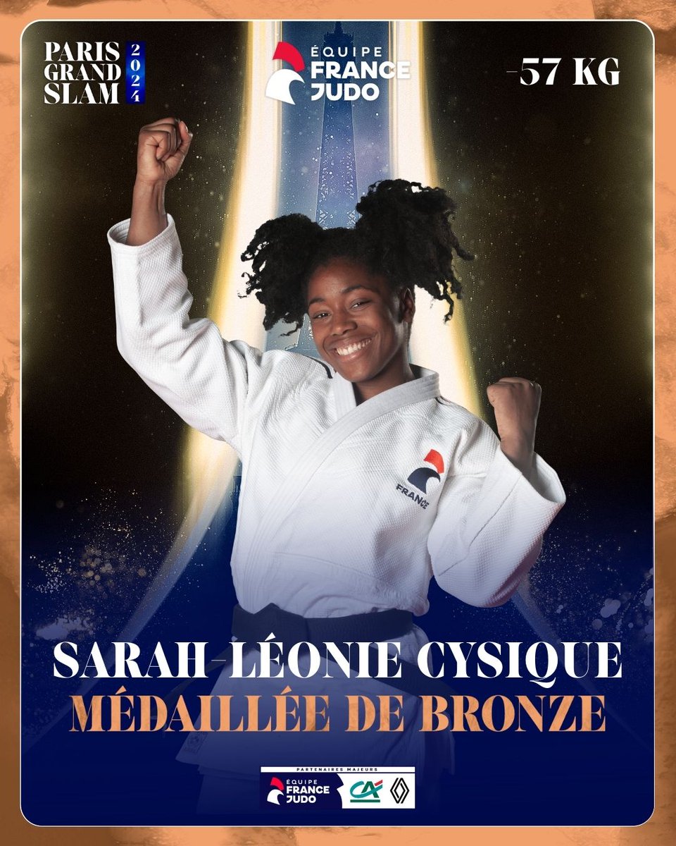 La 𝟑𝐞̀𝐦𝐞 𝐩𝐥𝐚𝐜𝐞 pour Sarah-Léonie 💪

Notre Française remporte son combat pour la place de 3️⃣ et décroche une belle médaille de bronze ! 🥉

Félicitations Sarah-Léonie ! 👏

#ParisGrandSlam2024 #JudoParis #FierdEtreJudoka
