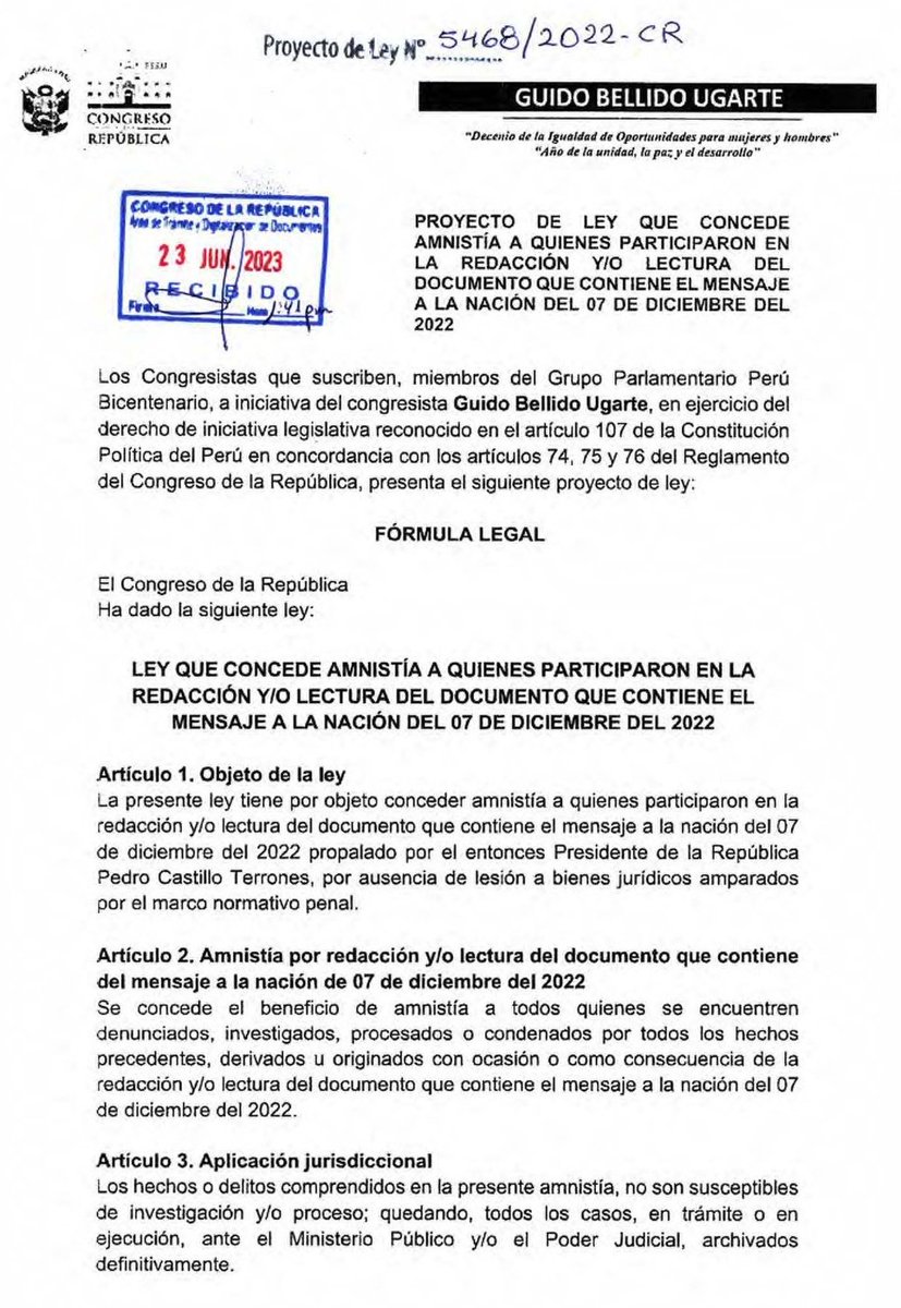 GuidoBellidoU's tweet photo. El grave estado de salud del profesor Pedro Castillo respalda la urgente necesidad de viabilizar nuestra propuesta legal de AMNISTÍA a su favor. Insto a la Comisión de Constitución a atender mi proyecto de ley  y emita dictamen favorable para salvar la vida de Pedro Castillo. https://t.co/TaIRUBeUDm