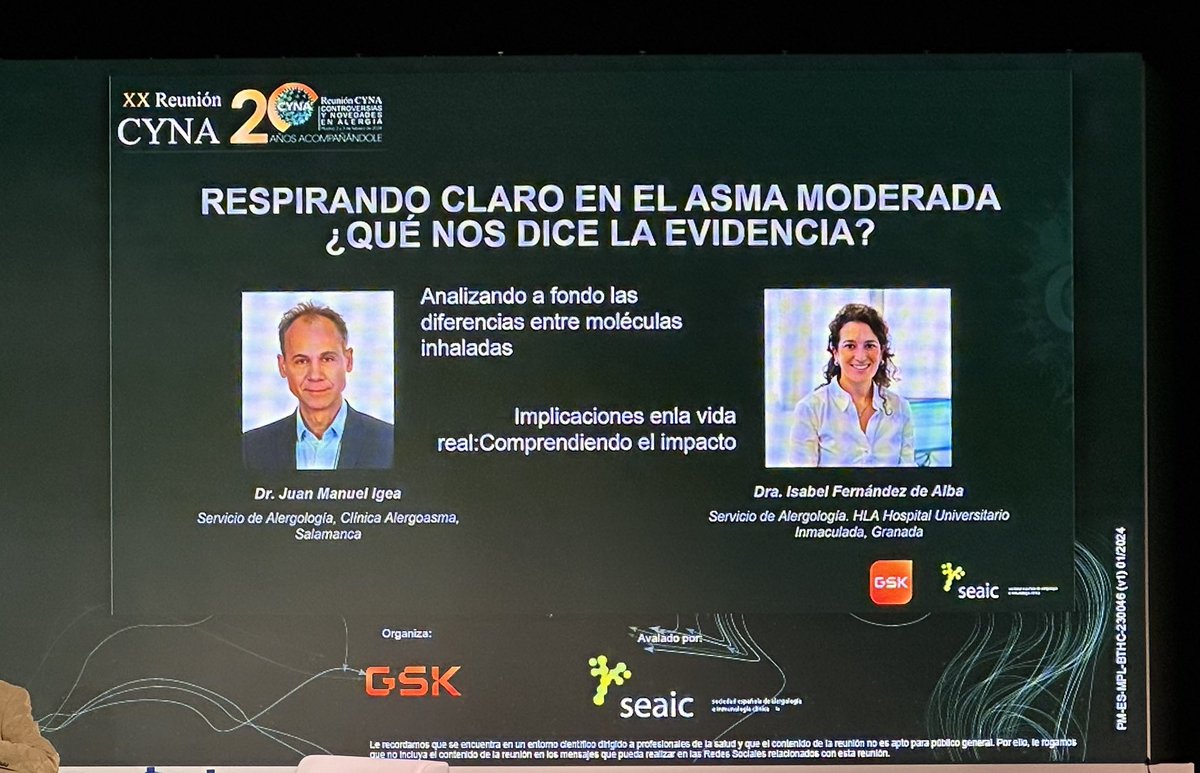 Respirando claro en #asma moderada. Destacando a nuestra presidenta <a href="/isabelfdezalba/">Isabel Fdez de Alba Porcel</a> #20CYNA