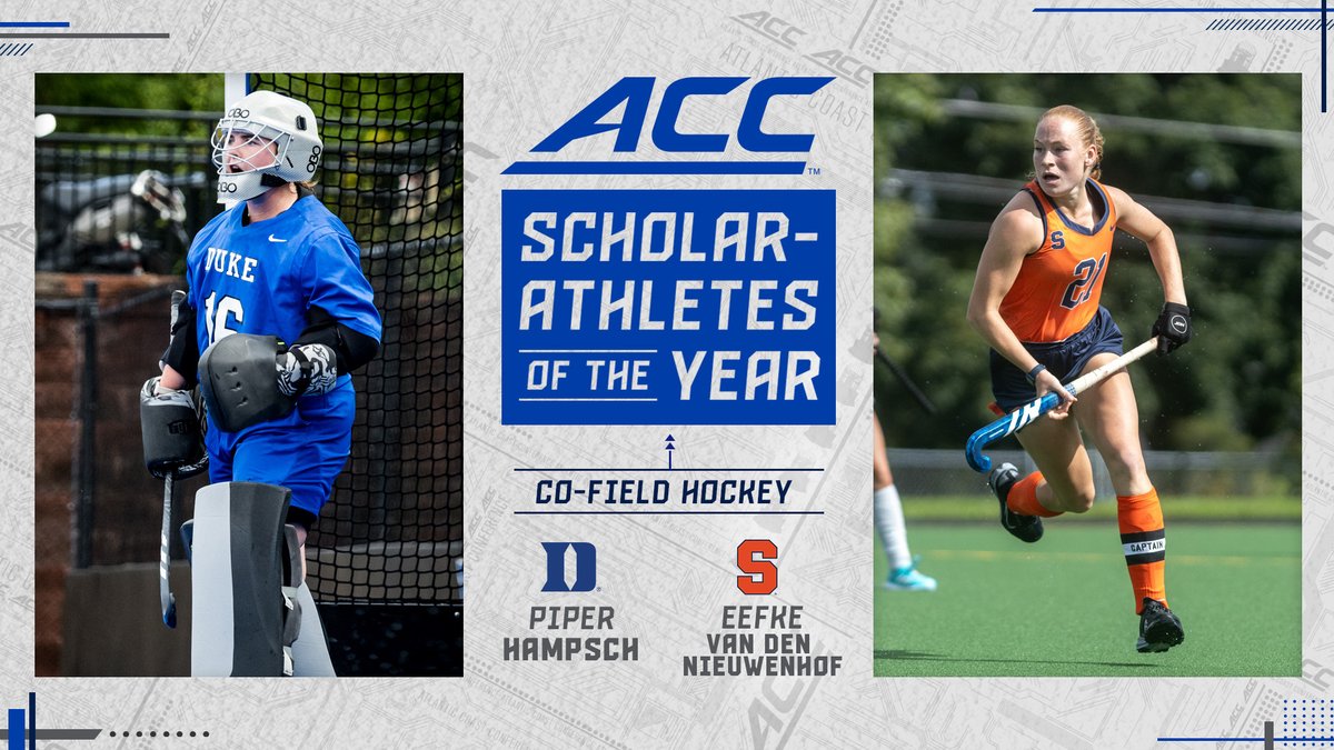 𝐒𝐂𝐇𝐎𝐋𝐀𝐑 𝐀𝐓𝐇𝐋𝐄𝐓𝐄𝐒 𝐎𝐅 𝐓𝐇𝐄 𝐘𝐄𝐀𝐑 📚

Making a difference on the field and in the classroom!

⭐️ Piper Hampsch, <a href="/DukeFH/">Duke Field Hockey</a> 
⭐️ Eefke van den Nieuwenhof, <a href="/CuseFH/">Syracuse Field Hockey</a> 

Full All-ACC Academic Team ➡️ theacc.co/23ACCFHacademic