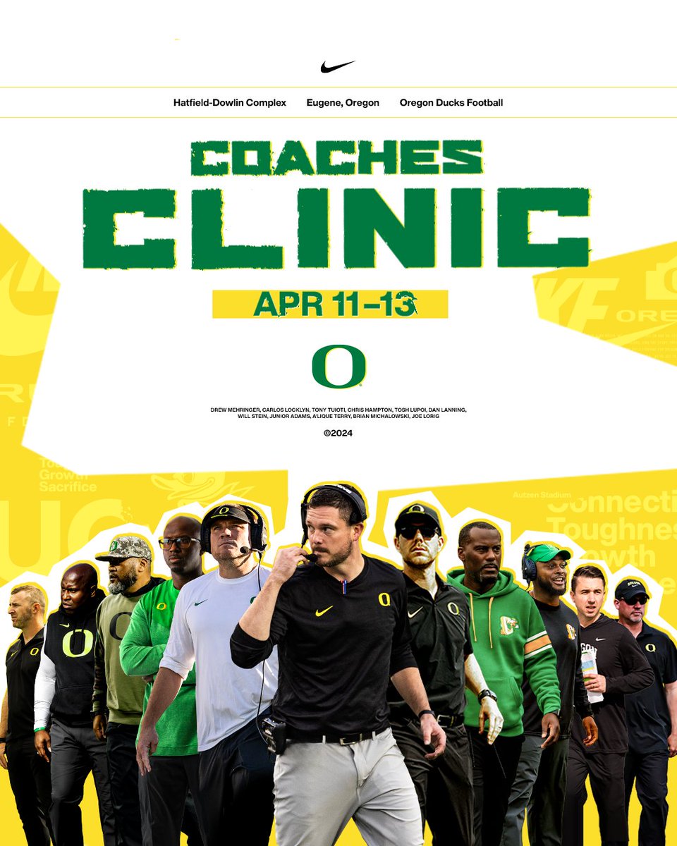 🗓️Mark your calendars! Oregon Football Coaches Clinic April 11–13 #GoDucks