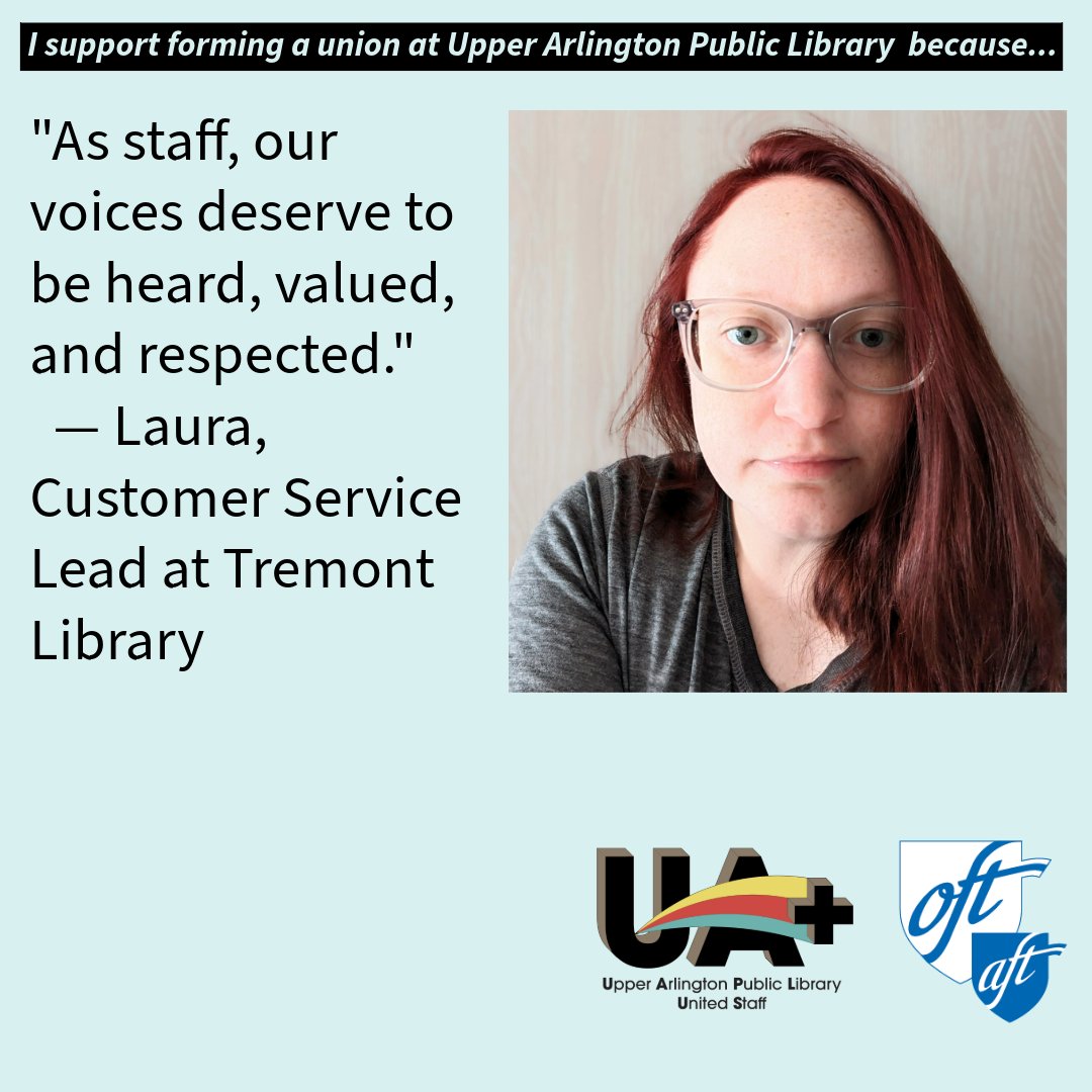 Why we're organizing at Upper Arlington Public Library: 'As staff, our voices deserve to be heard, valued, and respected.' — Laura Take action: actionnetwork.org/letters/tell-t…