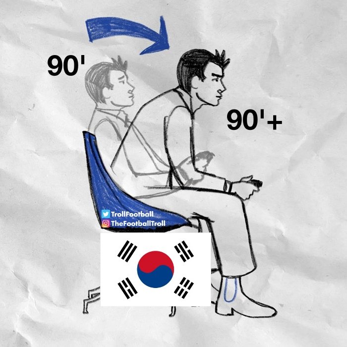 TrollFootball's tweet photo. For South Korea match starts after 90minute https://t.co/HCscTObLzs
