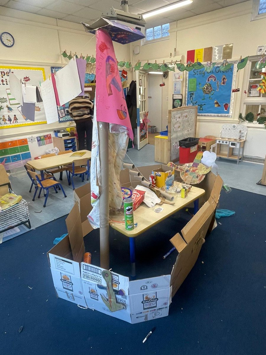 Reception have been thoroughly enjoying their Pirate topic this half term, we have learnt about pirates from the past, what it takes to be a pirate and the transport they used. The children in each class all worked so collaboratively to build their own class pirate ship.