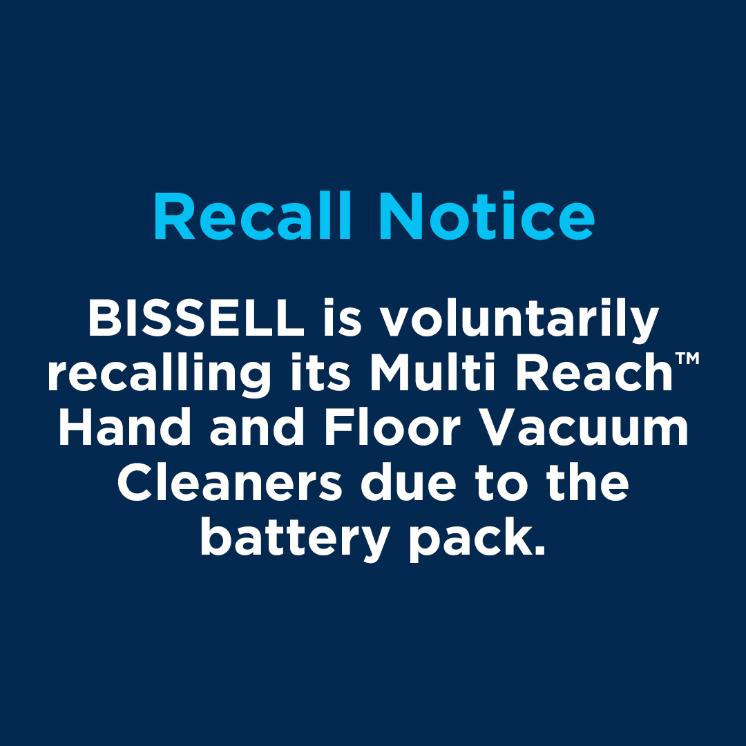 BISSELLcan's tweet photo. BISSELL, in cooperation with Health Canada, is voluntarily recalling Multi Reach® Cordless Vacuum for those residing in Canada. To learn more about a free replacement, visit https://t.co/ZNBJXWvBCt. https://t.co/i5cKpg7KH1