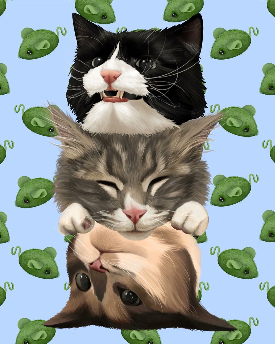 💘 I used the Procreate app on my iPad to draw my triplet sister's three cats as a (late) christmas gift for her and her boyfriend.