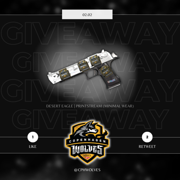 CPHWolves's tweet image. 🎊🎊CS2 CPH Wolves Craft GIVEAWAY!!🎊🎊

💰💰★ Desert Eagle | Printstream (4 CPH Wolves 2014 Dreamhack Stickers)

🎊TO ENTER :

👇Follow Us: @CPHWolves 
🩷Like + Retweet
⚡️Tag 2 Friends

⏰Giveaway ends in 5 days!