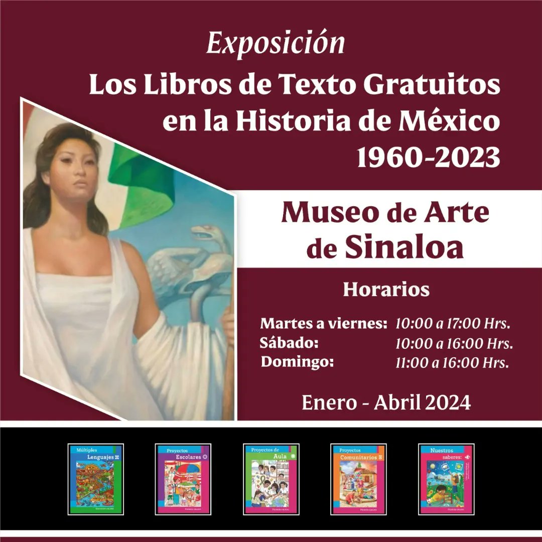 ¿Ya visitaste la Exposición 𝙇𝙤𝙨 𝙇𝙞𝙗𝙧𝙤𝙨 𝙙𝙚 𝙏𝙚𝙭𝙩𝙤 𝙂𝙧𝙖𝙩𝙪𝙞𝙩𝙤𝙨 𝙚𝙣 𝙡𝙖 𝙃𝙞𝙨𝙩𝙤𝙧𝙞𝙖 𝙙𝙚 𝙈𝙚́𝙭𝙞𝙘𝙤, 𝟭𝟵𝟲𝟬-𝟮𝟬𝟮𝟯?
Vive esta experiencia en el <a href="/MASINculiacan/">MuseodeArtedeSinaloa</a> y tómate la foto con tu generación de #LTG.
#EducarParaTransformar
