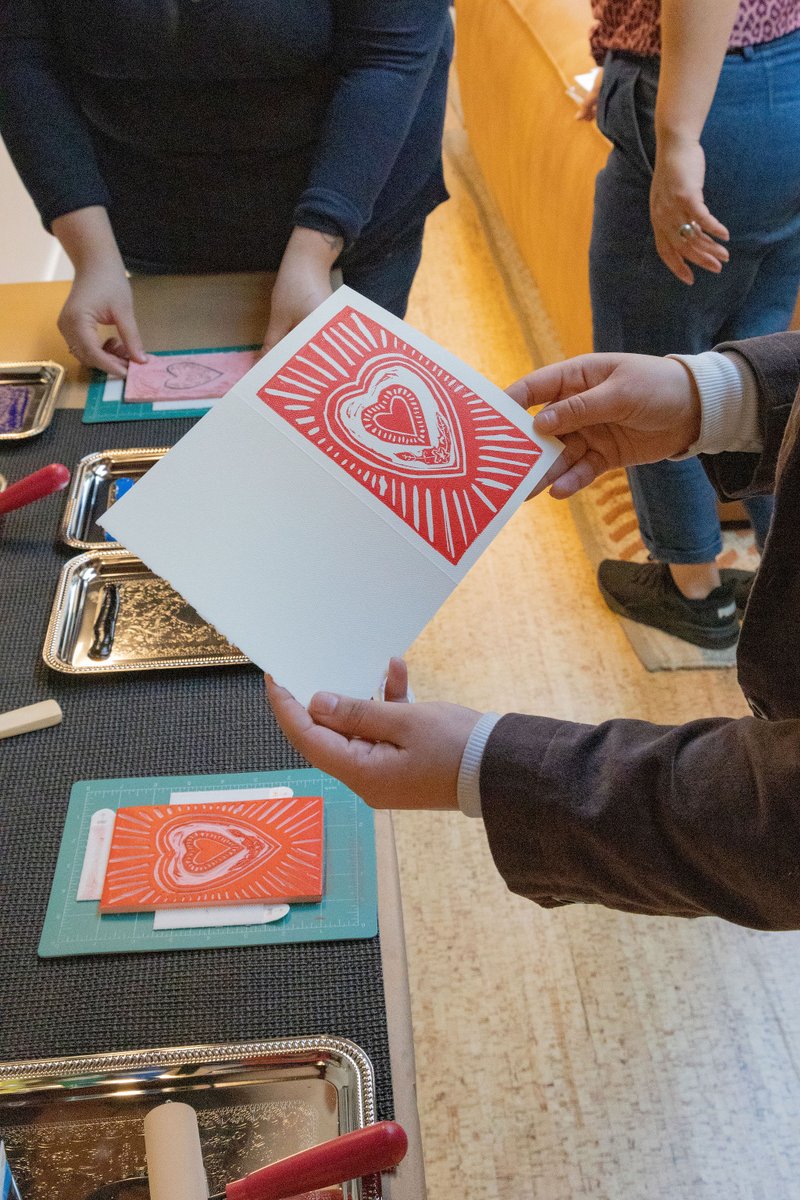 We have 2 spots left in our Relief Printmaking Workshop next Wednesday with Marisa Segovia! During this workshop, you will be guided through the basic steps of block-printing by hand. You will be designing, drawing/transferring, carving, &amp; printing your own art onto cards!