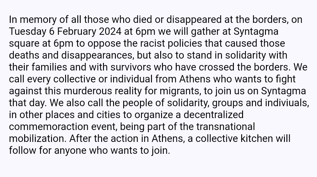 2023, marked by the #Pylos massacre on June 14th, was one of the deadliest ever years on the greek and european borders. Those deaths were not accidents but murders by the racist EU/Greek border regime.
Extra info/details on the image:
[2/3]