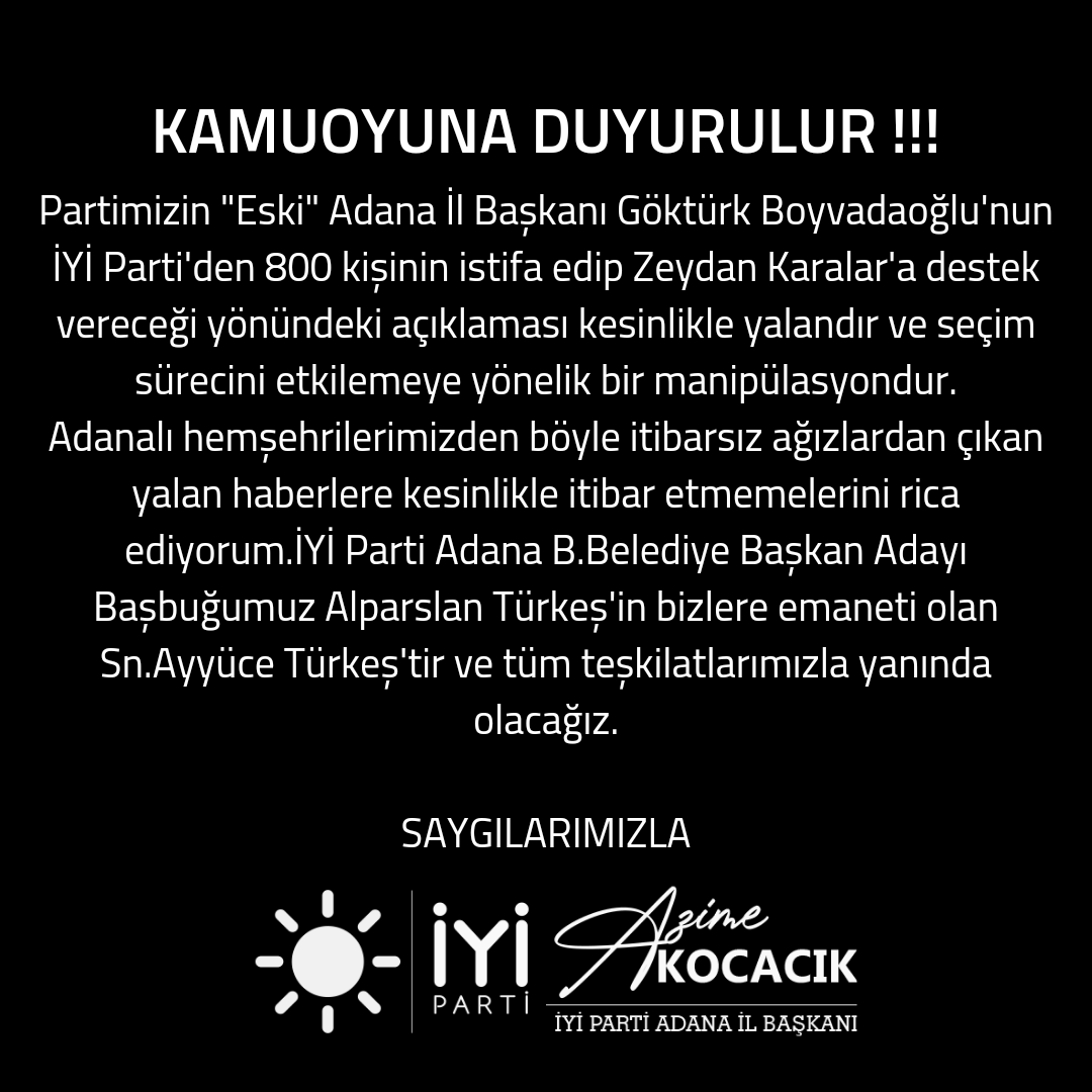 İYİ Parti Adana İl Başkanlığı tweet media