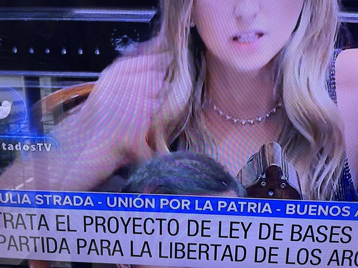 Debe ganar muy bien la diputada loro con ganas de ser Cristina <a href="/Juli_Strada/">Julia Strada</a> tremendo colgante y no es de stress, ellos siempre desvirtuando todo , <a href="/JMilei/">Javier Milei</a> 🙏🏻HAGA SACAR ESOS CARTELES QUE DICEN QUE NO SE APRUEBA LA LEY 🦁
