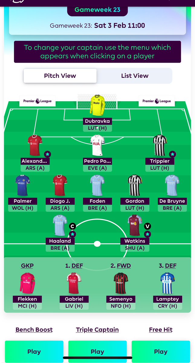 FPLScoccerCrazy's tweet photo. π currently 1.2 mil π
Gordon for Garnacho
Haaland for Solanke for a -4
Good luck everyone #fantasyfootball #FPL #FPLCommunity #fplchat https://t.co/oQ9bssdX0r