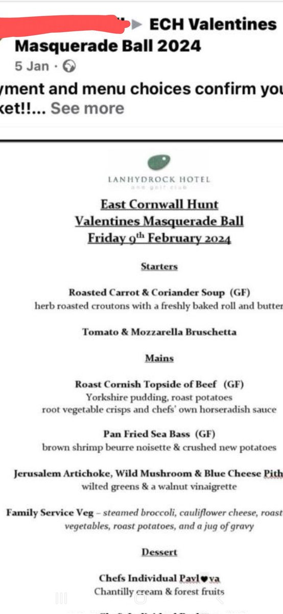 Well, well @LanhydrockHotel Hosting the grotesque East Cornwall Hunt for their delightful Valentine's Masquerade Ball on 9th February. The same hunt that got banned from the Jamaica Inn. The hunt whose terrier boy tried to run our Sab over. #trailhuntlies @huntpubs @HuntSabs