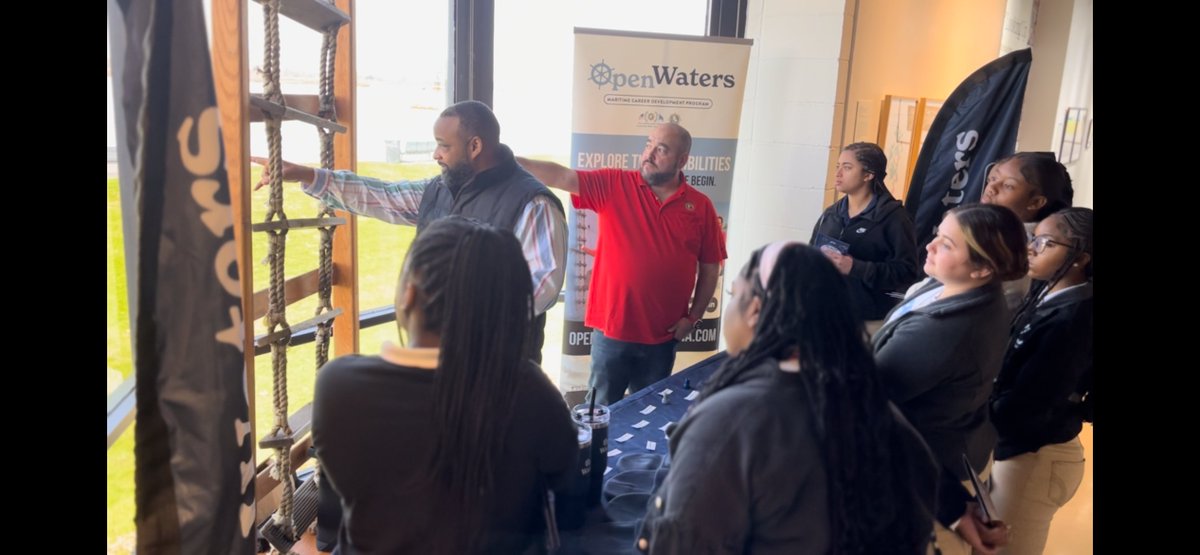 OpenWatersLA's tweet photo. Open Waters and @WeWorkWaterways  dedicated two days in Baton Rouge this week @LASM, with industry partners to engage in educational sessions aimed at enlightening local high school students about the diverse career opportunities awaiting them on the Mississippi River. https://t.co/6EaetkUd96