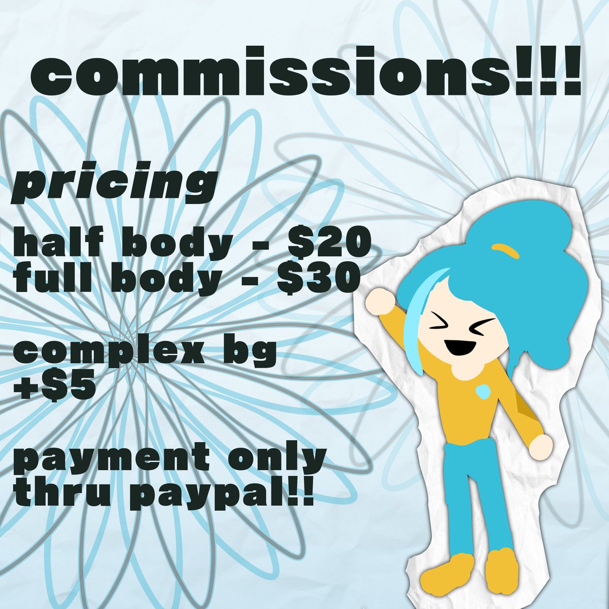 SonicPowerYT's tweet image. ‼️‼️🩵🩵
COMMISSIONS OPEN
🩵🩵‼️‼️
Prices are all stated down below!! Any more questions, feel free to message me!! Payment is through PayPal only! &lt;3
#commissions #commissionsopen #commsopen #commstwt #paypal #artistontwitter #commissionsheet #pleasefeedmeandmyfamily #thankyou