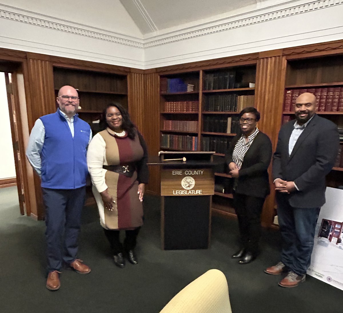 Kim Brown of Community Access Services, and Richard Ridenour of Evergreen, along with Art Hall from Hallmark Planning & Development, met with Erie County Legislator Chairwoman April Baskin to present the CAS Ken-Bailey Project. We’re thankful for Chairwoman Baskin’s support!