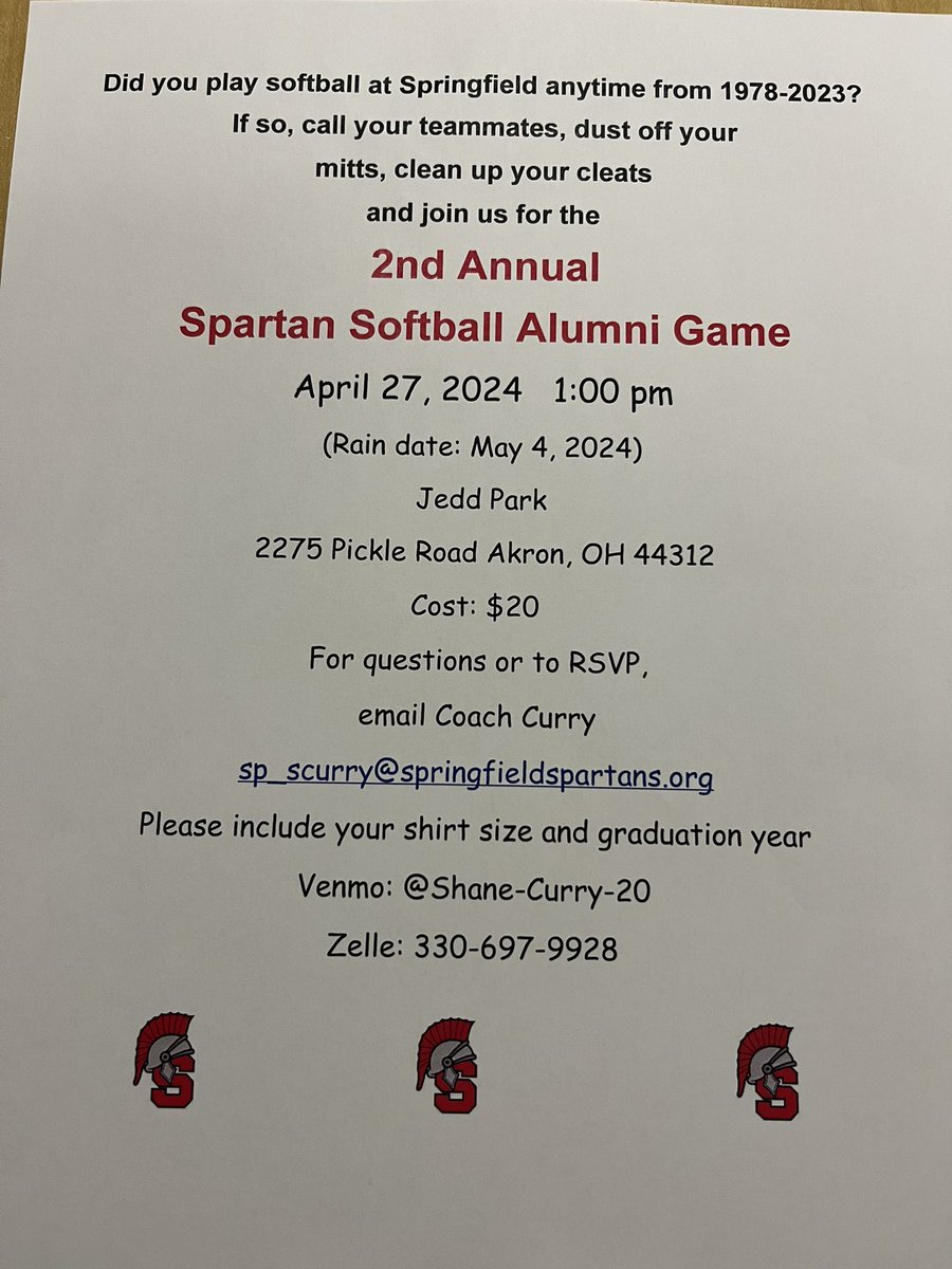 spartans_sball's tweet photo. It’s that time again Alumni. If you would like to play let me know. Money needs to be in by April 1st https://t.co/5fvnrzljL7