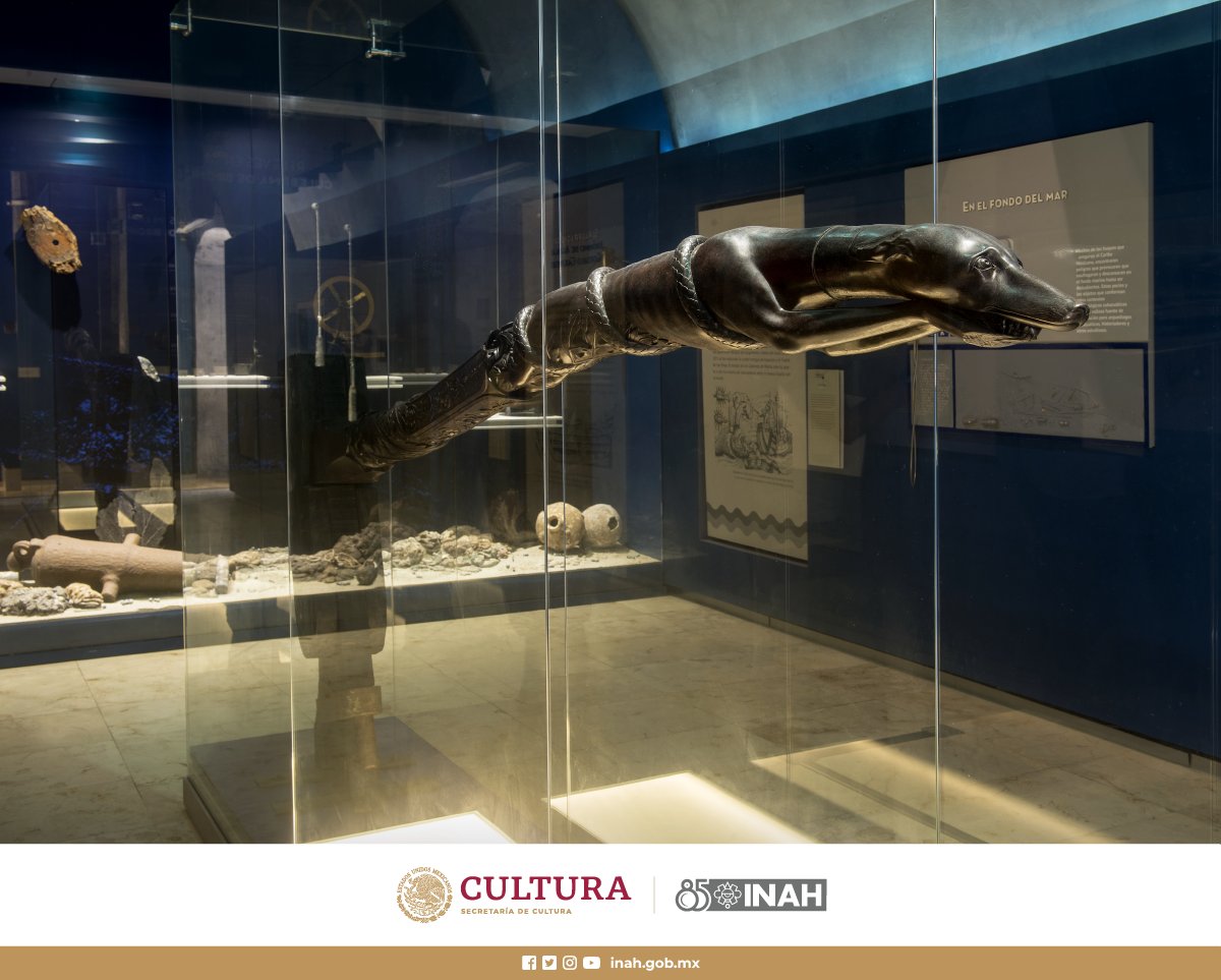 Foto antigua: Caña de Timón en el Museo Regional de Historia, Arqueología y Etnografía, ubicado en el Extemplo de San José. Fotografía: Fondo Raúl Pavón Abreu/INAH Campeche,1941.

Foto actual: Caña de Timón, Museo de Arqueología Subacuática Fuerte de San José el Alto.