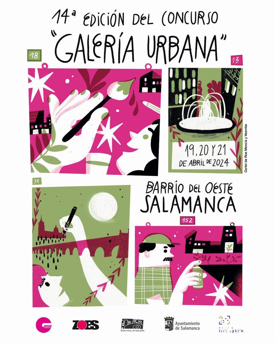 Extra 🔊 Tenemos el cartel 🪧 de la Galería Urbana Barrio del Oeste, se celebrará del 19 al 21 de abril de 2024 🖌️
🛑 Cartel: obra de las ganadoras de la anterior edición
- Sara Ros Mencía 
-Beatriz Oliver Ferrándiz 
🛑 En breve tendréis las bases 🎨

#galeriaurbana #Barriooeste