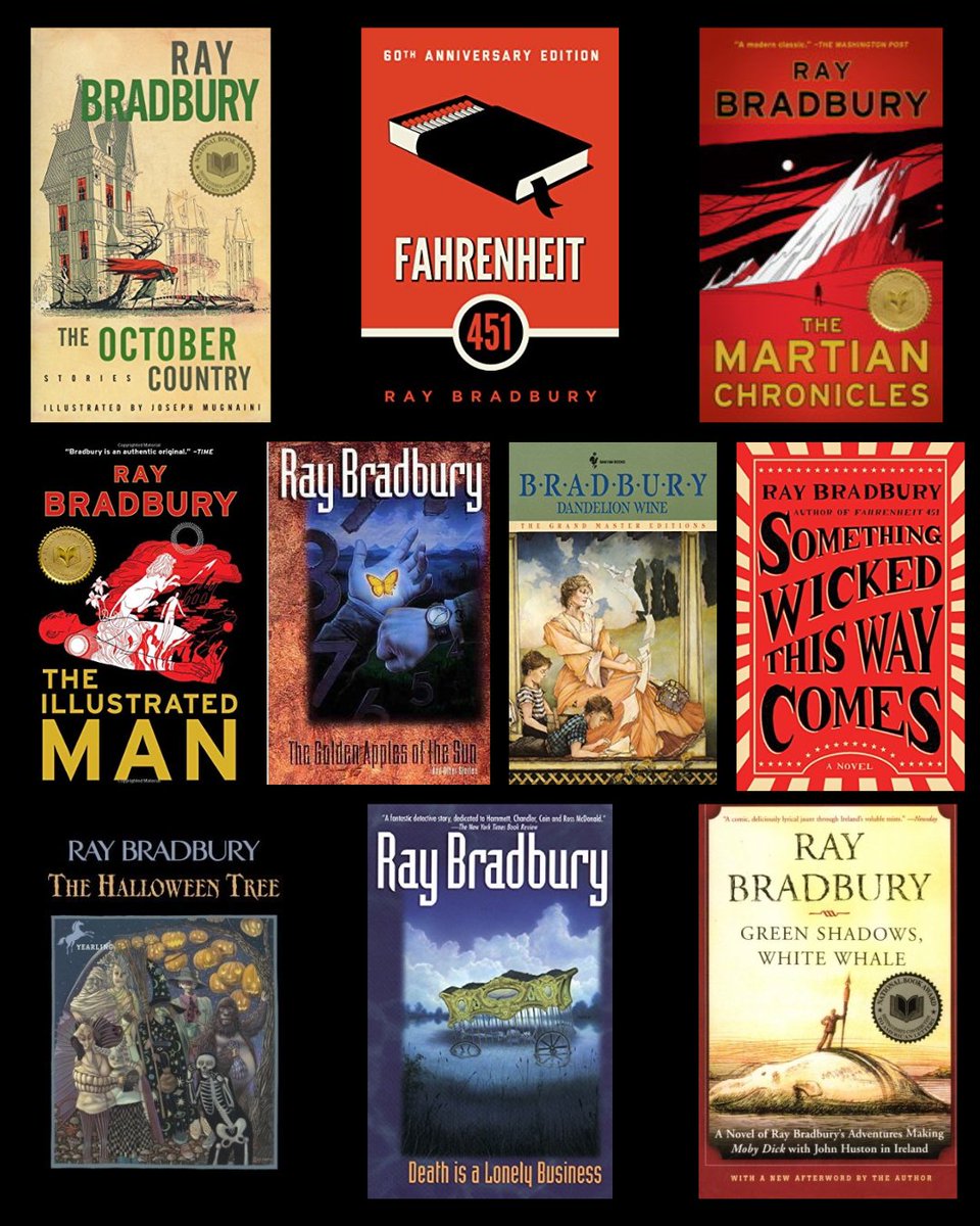 raybradbury's tweet photo. To open the pages of a Ray Bradbury novel is to dive into an imagination that journeyed beyond the confines of our rocky planet &amp; deep into the most marvelous &amp; troubling chambers of human existence Check out these Bradbury books that everyone should read. https://t.co/2ewWX7pCTk https://t.co/QHMsBsDDWj