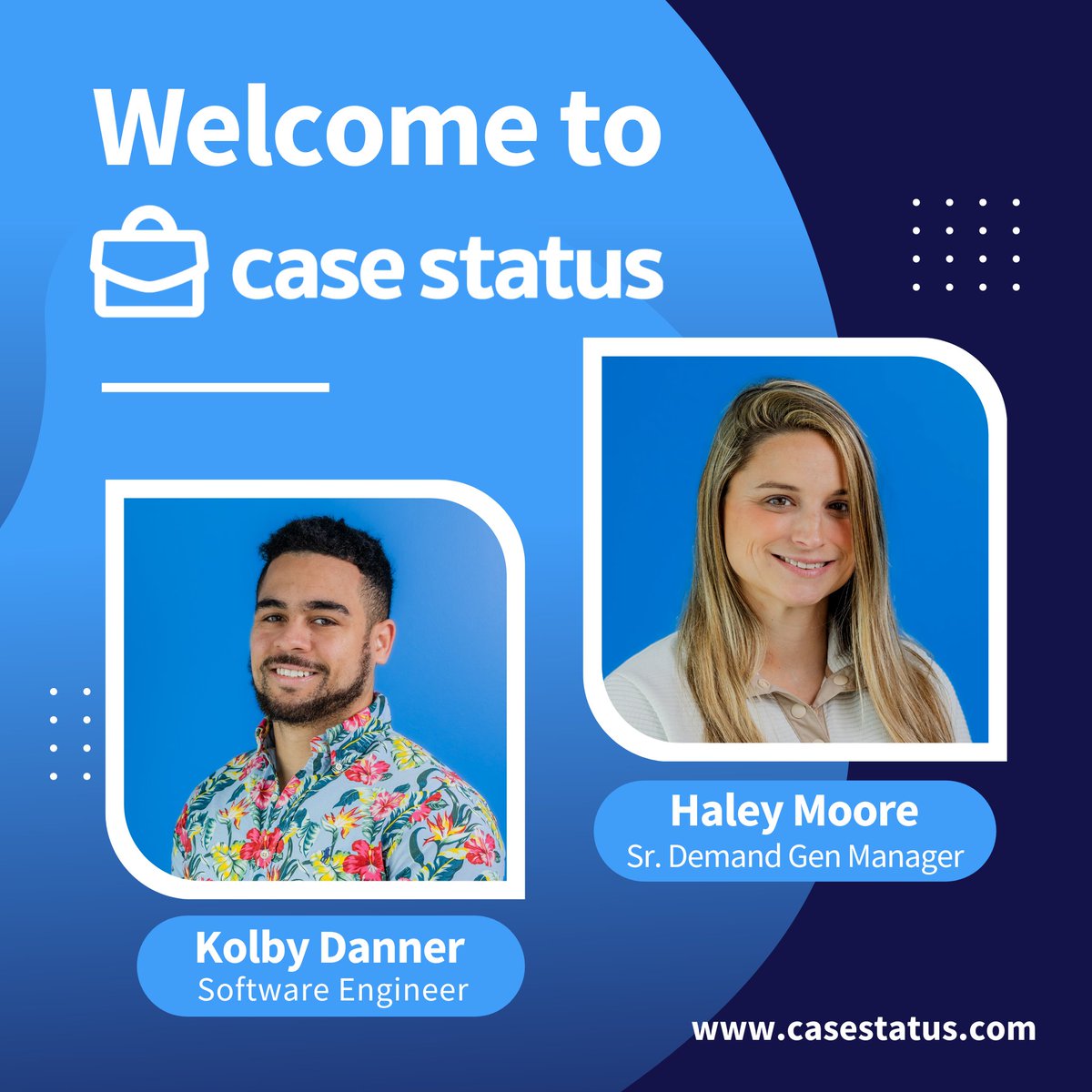 Please welcome the newest members of the Case Status team, Kolby and Haley! 🎉

#CaseStatus #LegalTech #LegalTechnology #WelcomeAboard #CaseStatusTeam #NewBeginnings #InnovationLeaders #TechTalent #GrowthJourney #TeamExpansion #Welcometotheteam