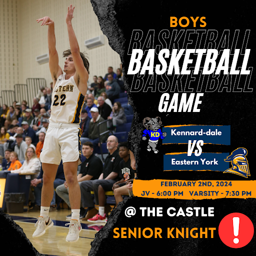 EYathlbooster's tweet photo. Pop-out to The Castle tonight to support the boys as they take the heat to Kennard-Dale! JV is at 6:00 PM and Varsity follows at 7:30 PM! #RollEY #GoldBlooded #SeniorKnight #eyathleticboosterclub https://t.co/VaLn2EPjDh