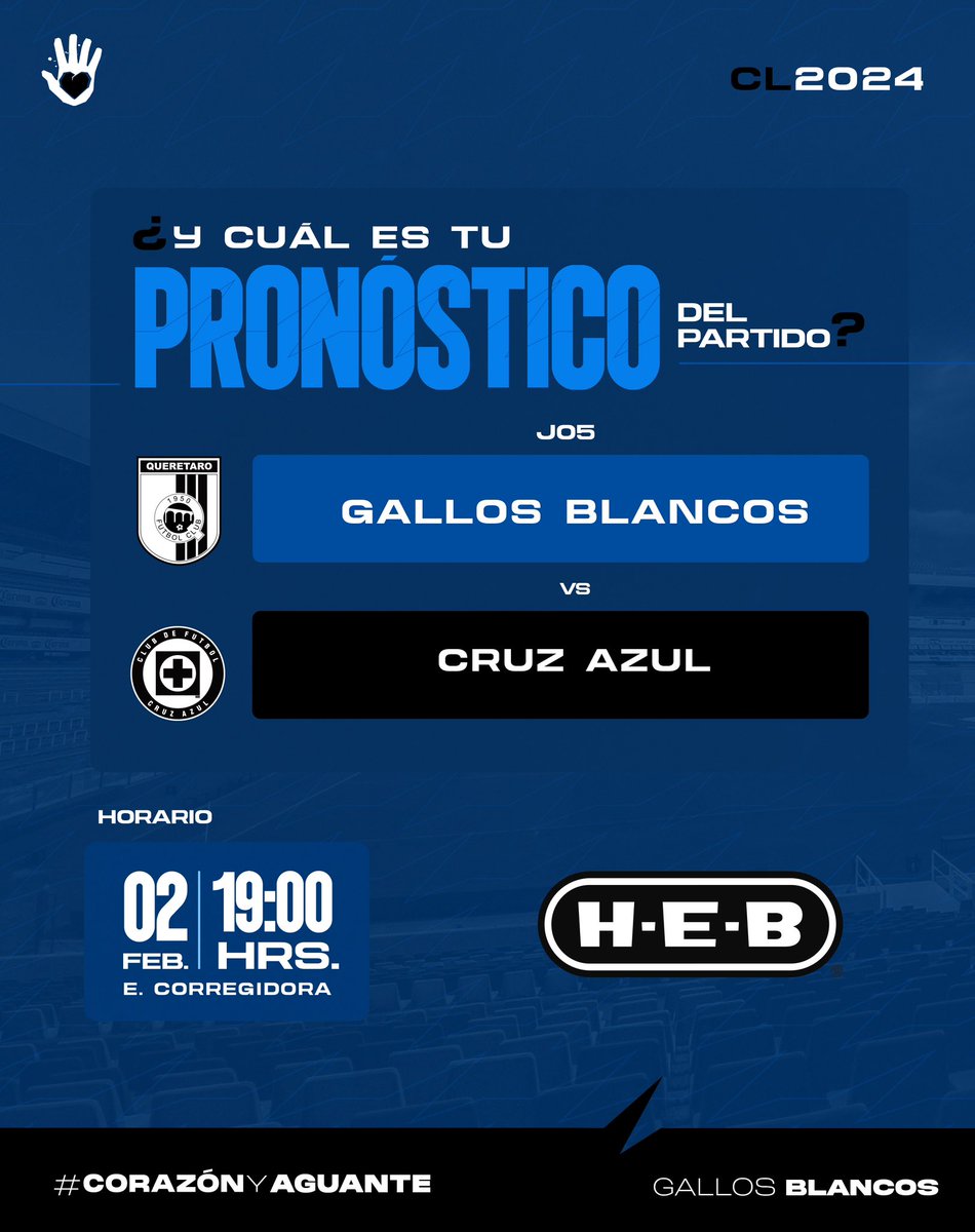 Club_Queretaro's tweet photo. ¡Gallos! ¿Cuál es su pronóstico a nuestro favor para el partido de esta noche? 🧐

Presenta: @HEB_mexico 

#CorazónyAguante https://t.co/PoaVIEaNE5