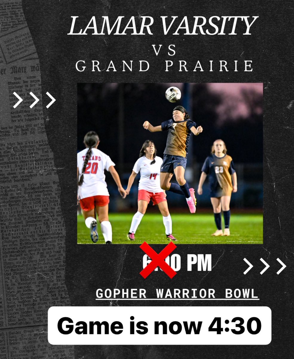LamarFutbol's tweet photo. GAME UPDATE !!! 
V- 4:30 
JV1-8:00 P https://t.co/vGWtuiky2x