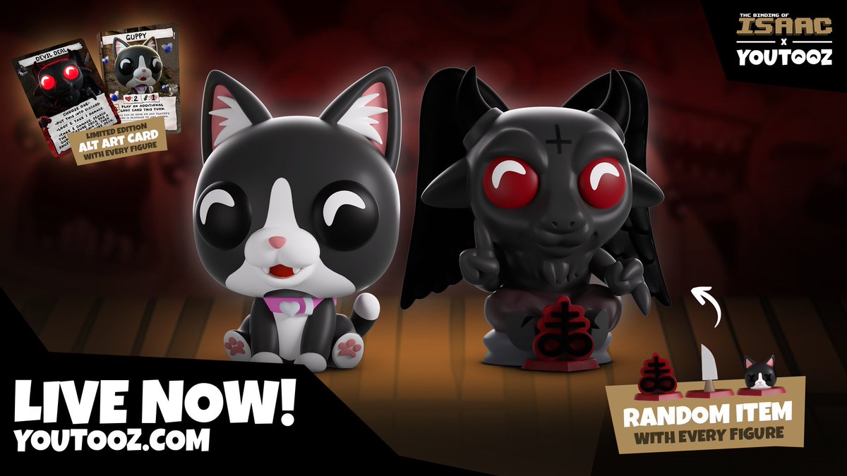 <a href="/edmundmcmillen/">🜏 Edmund McMillen 🜏</a> congrats to our winners.. but at what cost 😈

baphomet - <a href="/erickmlndz/">Erick</a> <a href="/sirsloth16/">Sirsloth on 'x'</a> <a href="/C8owe/">C8owe</a> 

guppy - <a href="/MischievousB_/">🇵🇸🍉 𝐛𝐞𝐜𝐜𝐚🦄🍇🫐</a> <a href="/EliEx43/">Just_Liz_(I omor)</a> <a href="/JacobTheSpider/">🕷️JTS🕷</a> 

the new binding of isaac collection is now available 🔥
youtooz.com/collections/th…