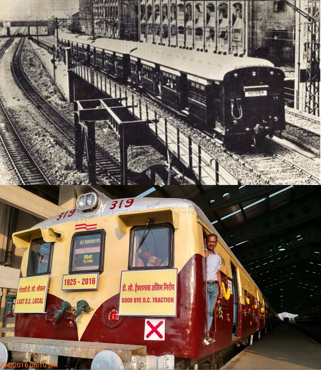 rajtoday's tweet photo. 99 Years of Indian Railway electrification! With a crackle and sparkle of the diamond pantograph, it was on 3 Feb 1925 that India's first electric train had run between the then Bombay VT (now Mumbai CSMT) & Coorla (now Kurla) via the harbour line. #OTD Today, hi-end electric train set #VandeBharat class of trains effortlessly cover the steepest mountains without banker engines as we move ahead towards 100 pc electrification of Indian Railways.