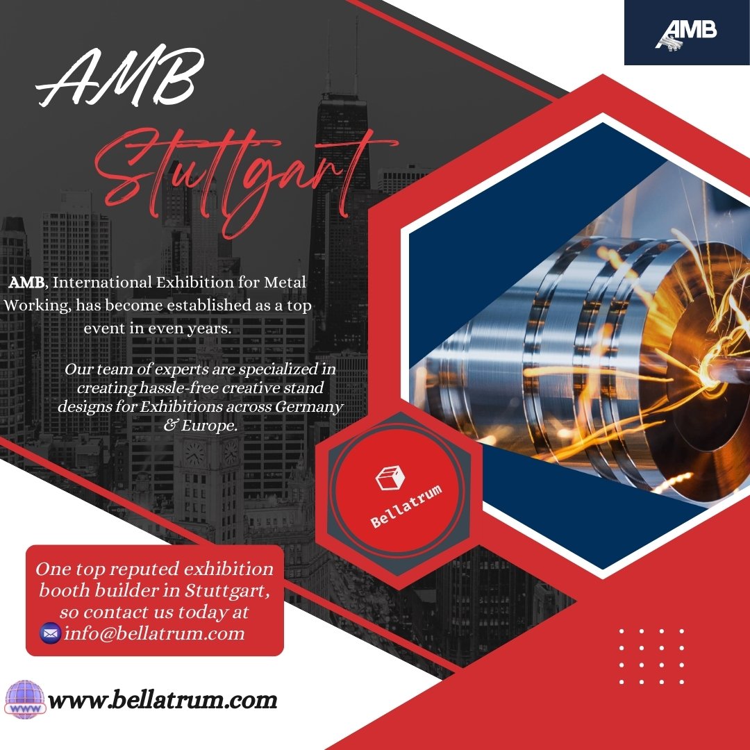 bellatrum0321's tweet image. AMB 2024 Stuttgart is an international metalworking exhibition.
One top reputed exhibition booth builder in Stuttgart, so contact us today at info@bellatrum.com
Visit our website➡️ bellatrum.com

#tradefair
#exhibitionboothbuilder
#standcontractor
#exhibitionboothdesign