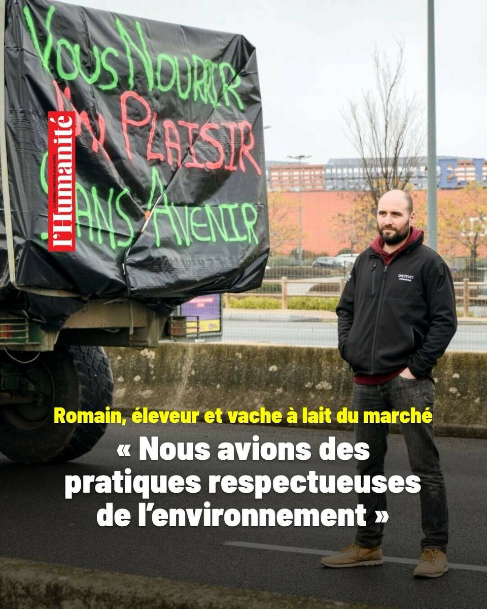 humanite_fr's tweet photo. #AgriculteursEnColere Romain, éleveur laitier et producteur de viande, a participé aux rassemblements sur l’A68. L’agriculteur parvient à obtenir un Smic par mois mais souffre de la vente de son lait à 0,45€/l et s’inquiète d’une concurrence déloyale.
➡️ https://t.co/Ys94f50WIF https://t.co/3b7zrUBjiO