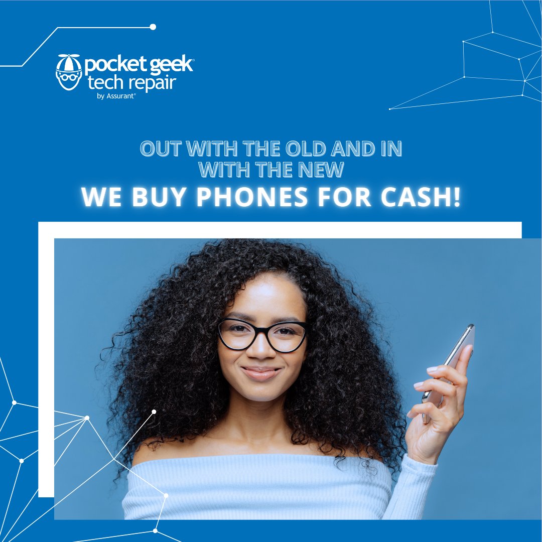 RepairLounge's tweet image. Upgrade your device, declutter your life! 💸 Sell us your old phone for instant cash and make room for the latest tech. 📱💰  #PocketGeek #TechTradeIn #CashForPhones