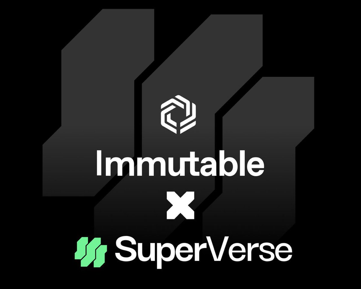 Immutable 🤝 @SuperVerseDAO

Immutable, the home of web3 gaming is joining forces with SuperVerse and their authentic and irreplaceable gaming network to create a united front to drive the best web3 games forward. 

Gaming is divided no more.