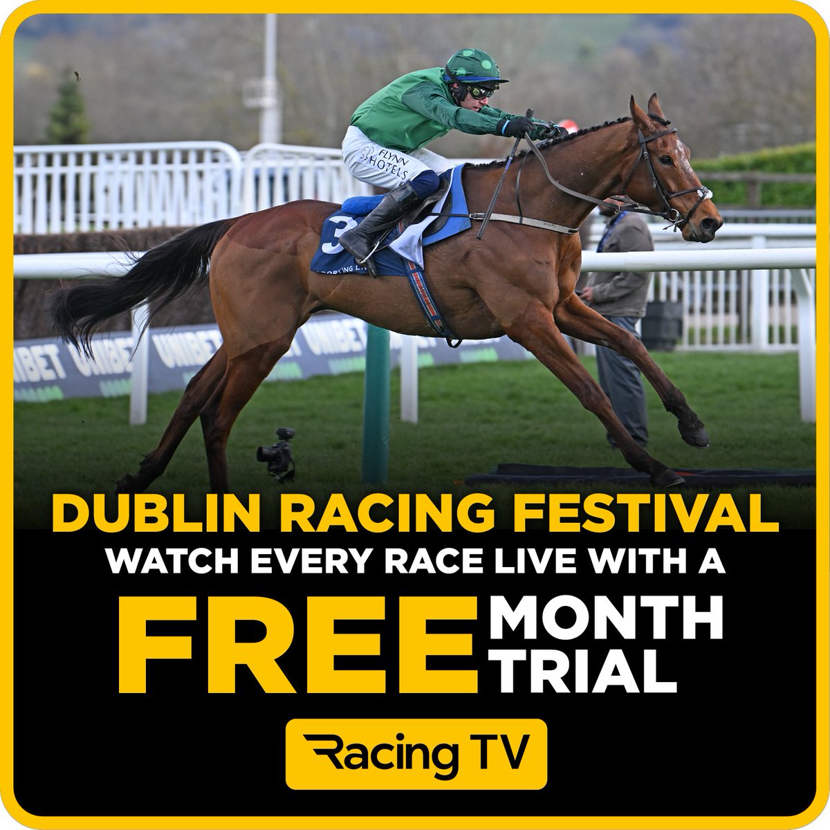 LAST CHANCE – get a free month trial of @RacingTV now & watch every race live from the Dublin Racing Festival > bit.ly/49hSt6E