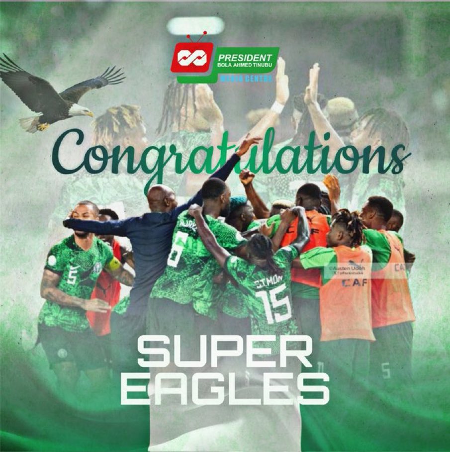 Congratulations to the Awalokan of Africa <a href="/NGSuperEagles/">🇳🇬 Super Eagles</a>

Nigerians are behind you. See you in Semi-finals of the #AfCON2023 

Continue to make us proud.💪🇳🇬