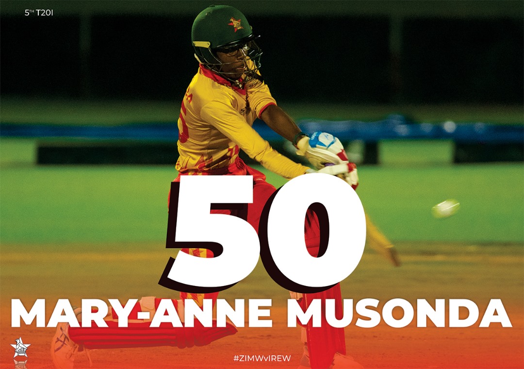 #5thT20I  | FIFTY

Mary-Anne Musonda hits half century off 39 balls, strike rate of 128.20.

#ZIMWvIREW | #WeMeanCricket