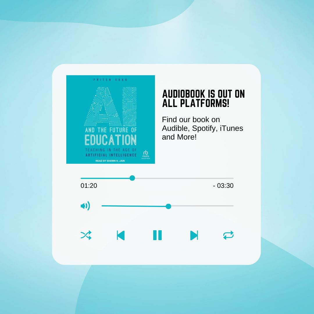 🎧 'AI and The Future of Education' is now available as an audiobook! 📘✨

Whether you're commuting, working out, or simply relaxing, let this audiobook be your guide to understanding the intersection of AI and pedagogy!

#AIandEducation #AudiobookRelease  #PritenShah #Education