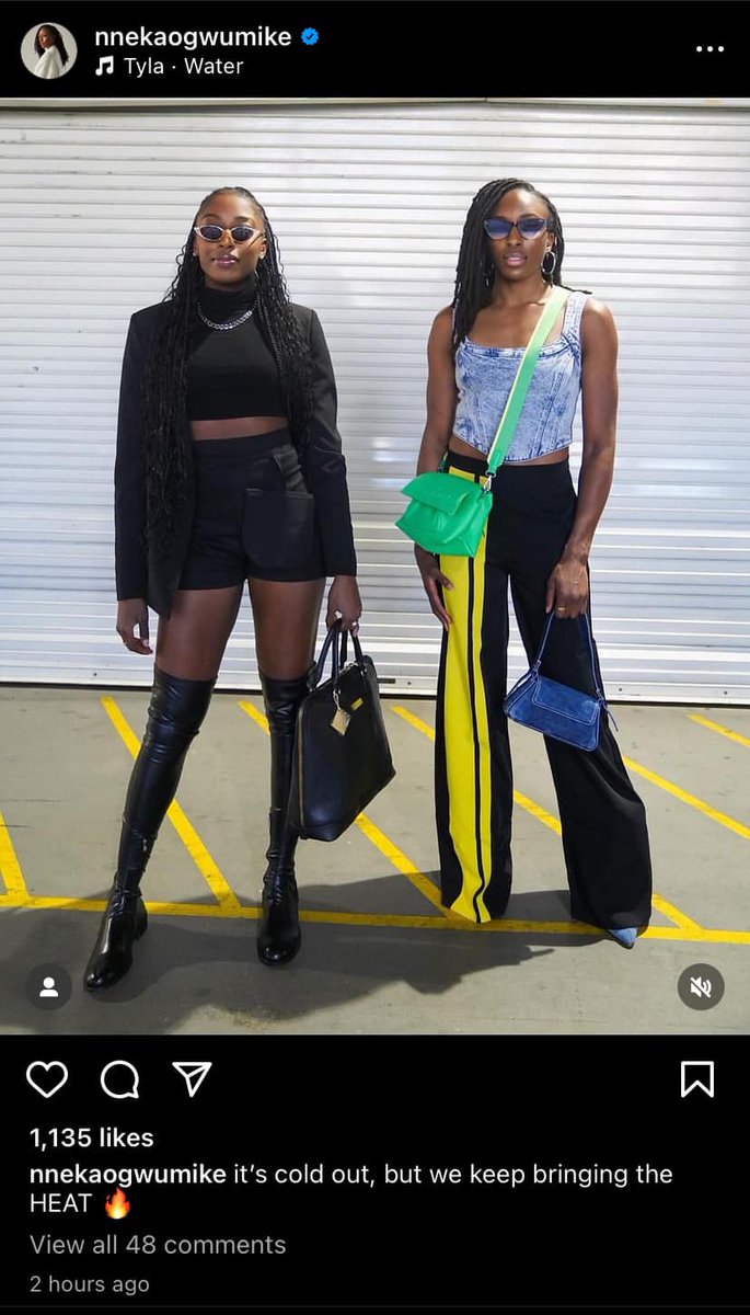 WNBAStormChaser's tweet photo. The #StormCrazies pointed out that Nneka Ogwumike's outfit is sporting the green and yellow (Storm colors) on her Instagram today. Hmmm.... 🤔 #WNBATwitter #WNBAFreeAgency https://t.co/9FwCunb4B5