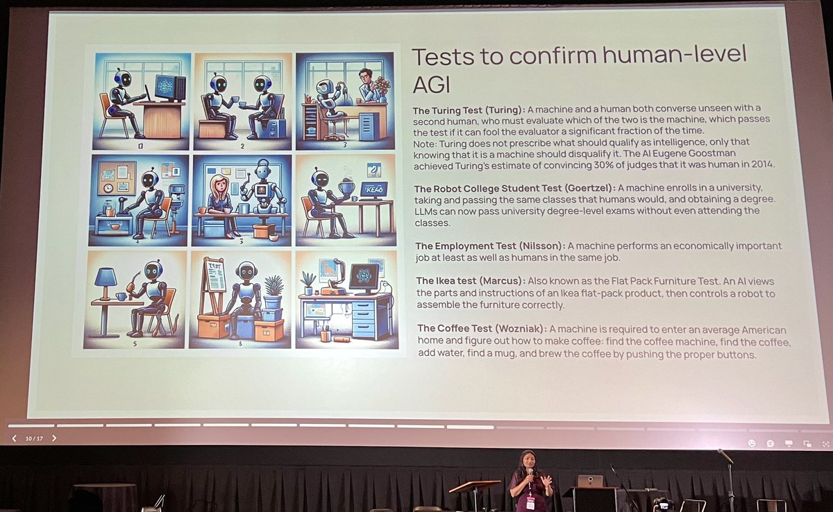 SuzGupta's tweet photo. @anjalisa of @lotuslabsinc explains how we’ll know when we get to #AGI. Alas, I myself cannot pass the IKEA test reliably, although I’m fairly adept at the coffee one. #halfstackconf https://t.co/nk2CgfPxQn